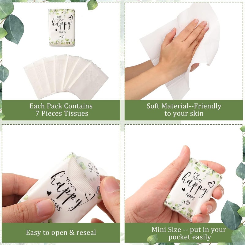 Sinmoe Wedding Facial Tissues Items for Welcome Bags Pocket Tissues Mini Tissues Travel Size Wedding Favors for Guests 3-Ply Happy Tears Tissue Packs for Party Ceremony Graduation(200 Packs) - Image 3